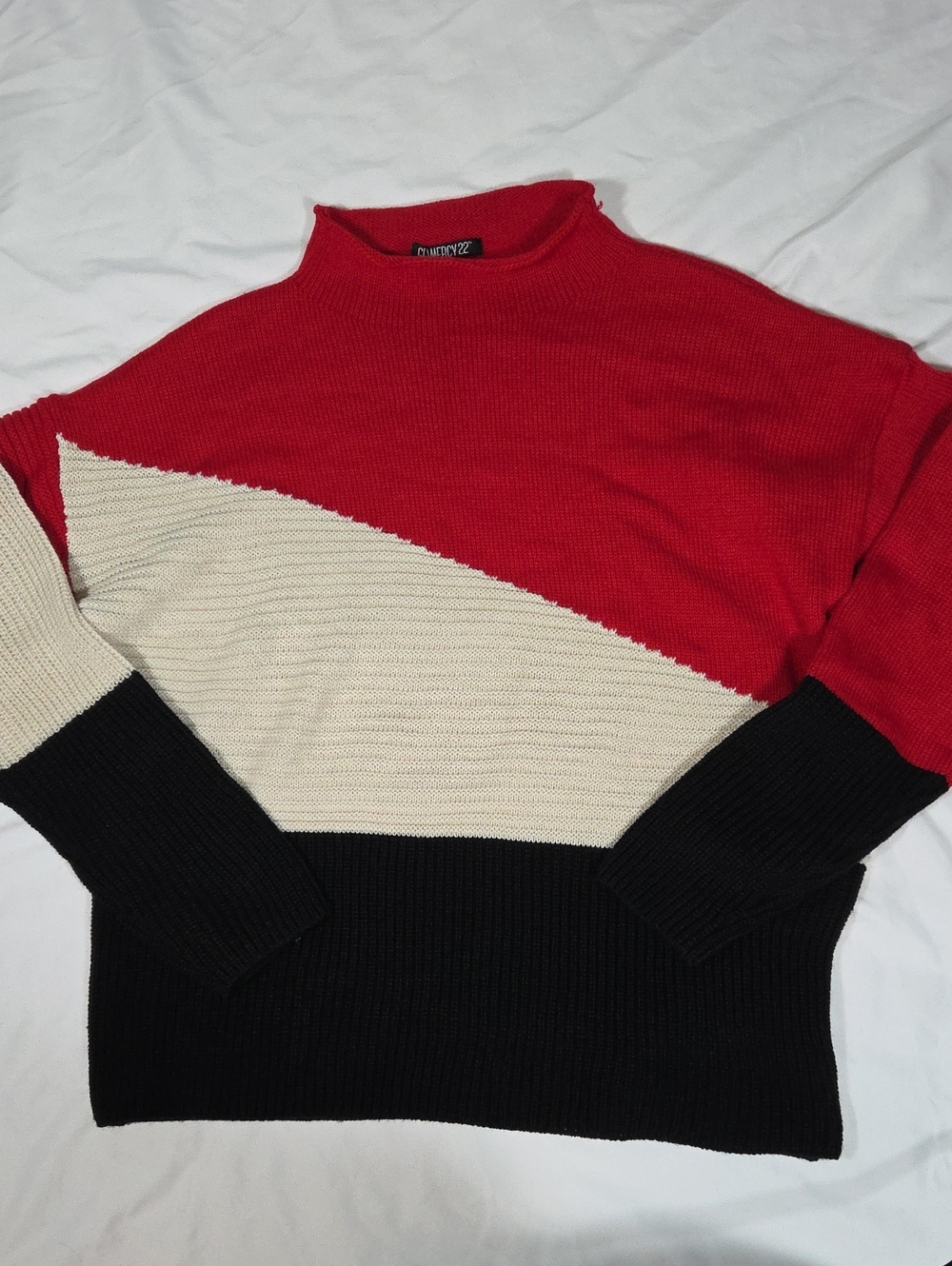 Gramercy 22 Colorblock Skit Mock Turtleneck Sweater Size XL acrylic